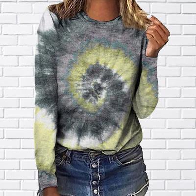 Женские осенние топы, свободные кошки, красочный вихревой принт, повседневная футболка с длинными рукавами, топ, блузка