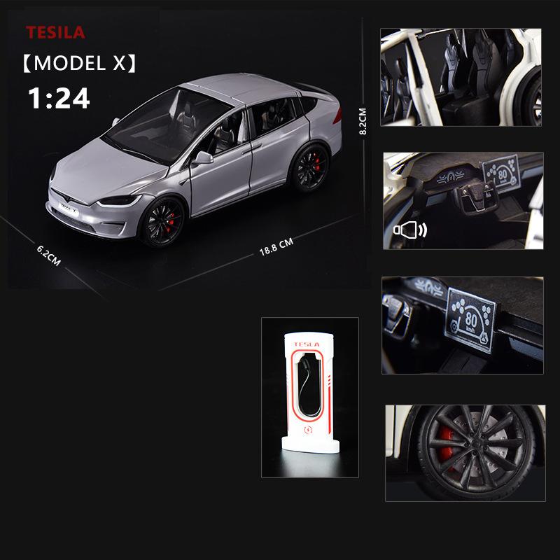 1:24 Модель X Модель Y Tesla Model 3 Литой из сплава Игрушечная модель автомобиля Звук и свет Детская игрушка Коллекционные предметы Подарок на день рождения