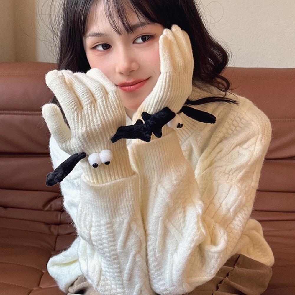 Зимние магнитные перчатки для пар – Милые плюшевые варежки для согревания рук для студентов и для использования на открытом воздухе