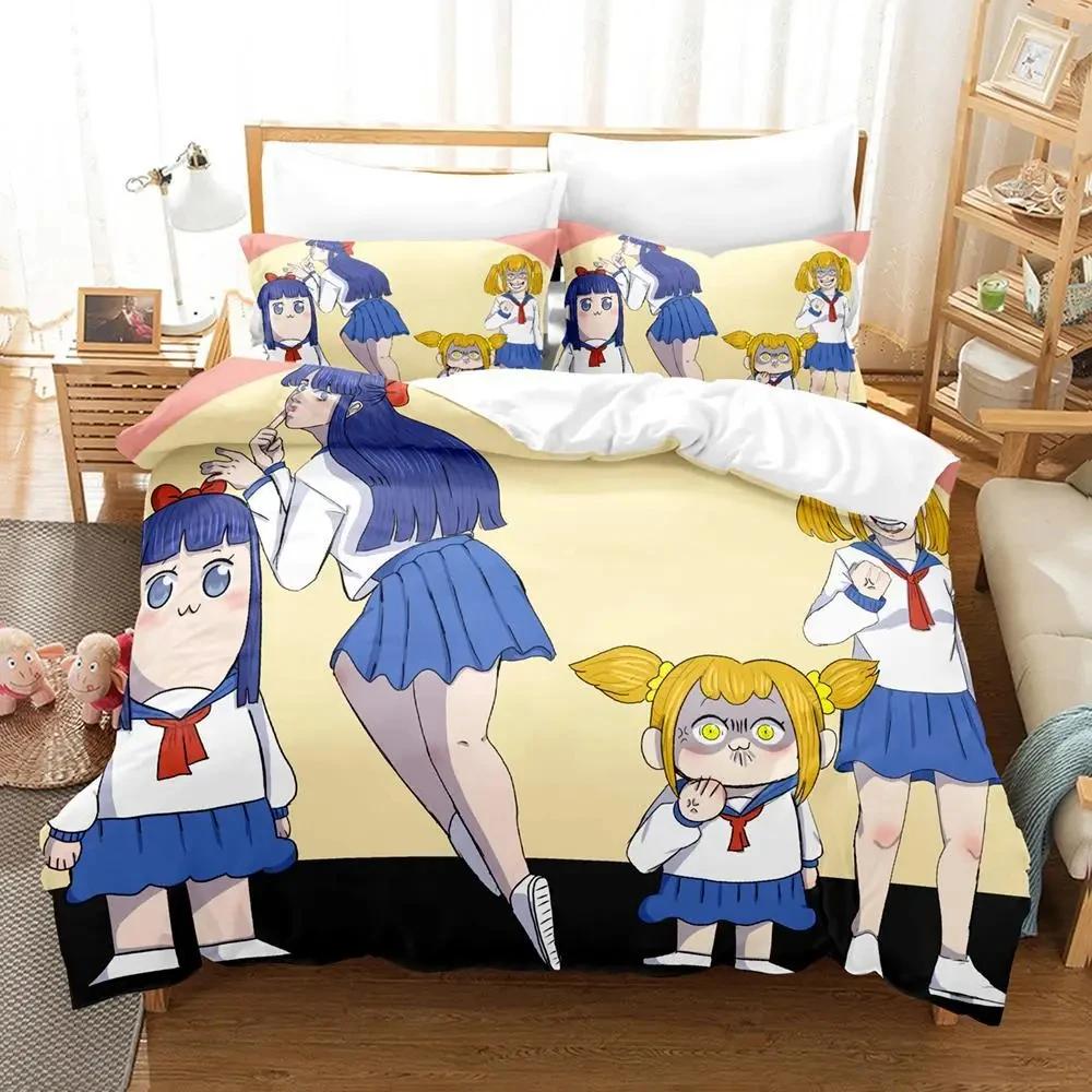 Аниме Pop Team Epic Пипи Постельный набор Пододеяльник Комплект для кровати Покрывало Наволочка Одеяло Кинг Сайз Квин Сайз Мальчики Взрослые Постельный набор