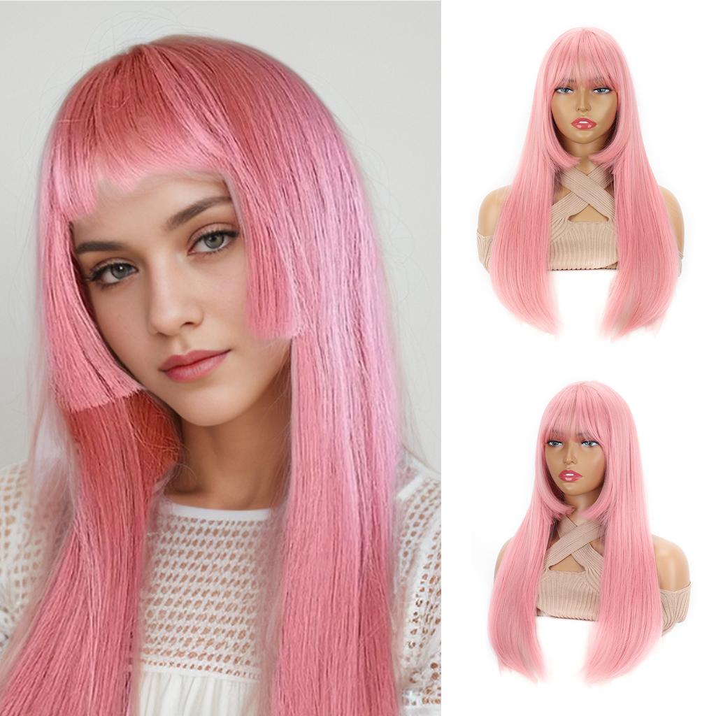 Long Straight Wig With Synthetic Wig Beginners Friendly Heat Resistant Party Cosplay Wigs For Women