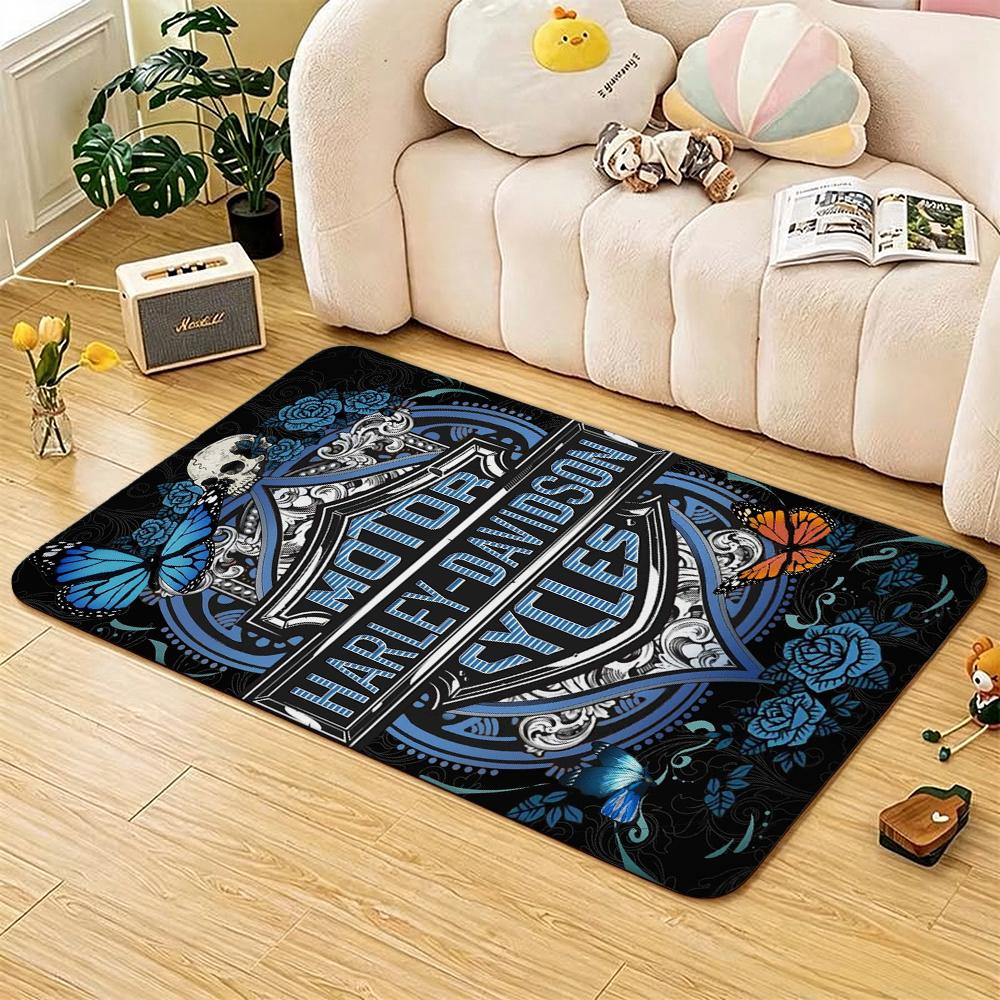 Harley Davidson Skull Fire Carpet Doormat Living Room And Bedroom Mats Art Doormat Office Chair Cushion