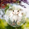 10 Inch Rotating Metal Wind Spinner with Cute Lamb Design for Garden Balcony Decor Vibrant Floral Accents Perfect Gift for Outdoor Spring Summer Fall