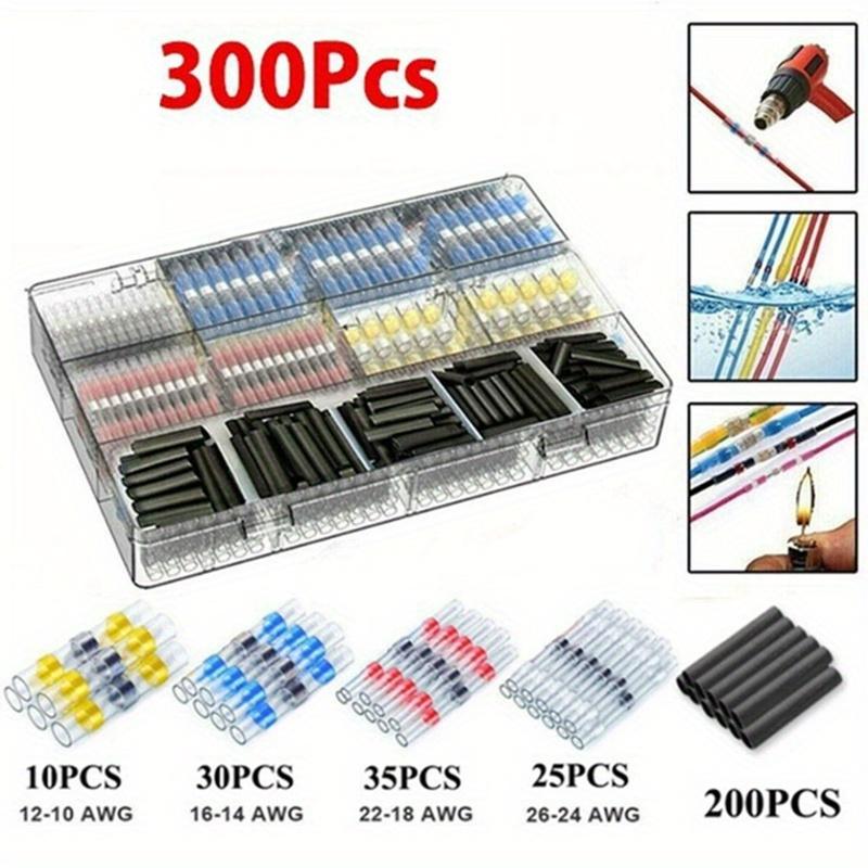 300/800/1000Pcs Waterproof Solder Seal Wire Connectors Terminals Splice Electrical Copper Kit Heat Shrink Automotive Marine Insulated