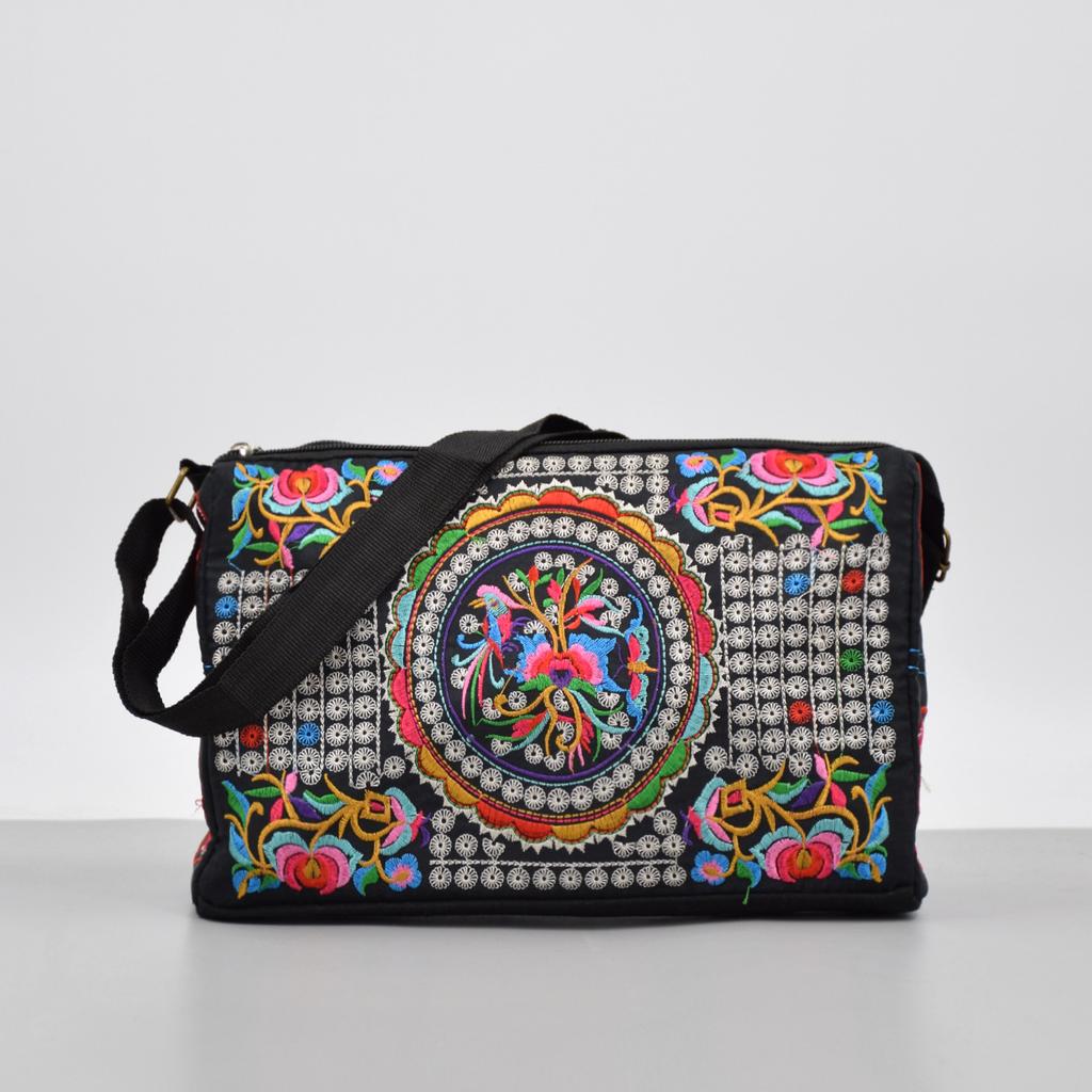 Embroidered Crossbody Bag, Women's Canvas Shoulder Bag, Stylish Travel Crossbody Bag, Women's Purses