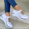Round Head Knitted Women's Thick Sole Single Shoes Women's Large Size 35-43 Grid Casual Women's Shoes Sneakers Women