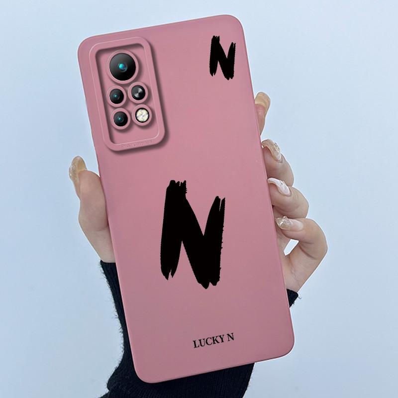 For Infinix Note 11s X698 Case infinix Note 11 Pro X697 Casing Shockproof Lucky Initial Letters Silicone Soft Matte Bumper Cover