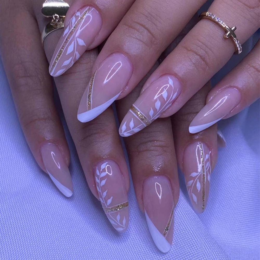 Wearable Manicure Almond False Nail Christmas Nail Tips Waterproof Press on Nails  Girl