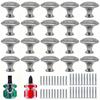 20pcs Kitchen Cabinet Knobs Brushed Metal Stainless Steel Drawer Pulls Hardware KnobsBedroom Dresser Knobs with Two Sizes of Screws,with Screwdriver