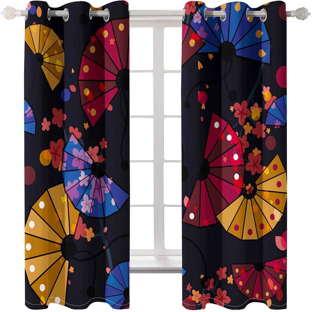 Japanese Landscape Luxurious Flower Window Panel Drapes in Children Bedroom Living Room Hall Treatments Kitchen Decor Drapes Blinds