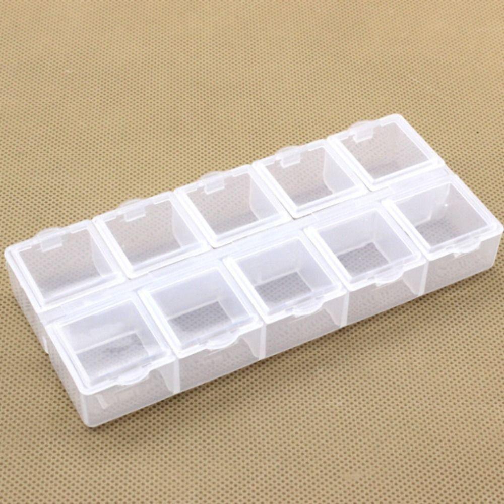 Transparent Bead Organizer Plastic Storage Boxes Simplicity 10 Grid Square Box Storage
