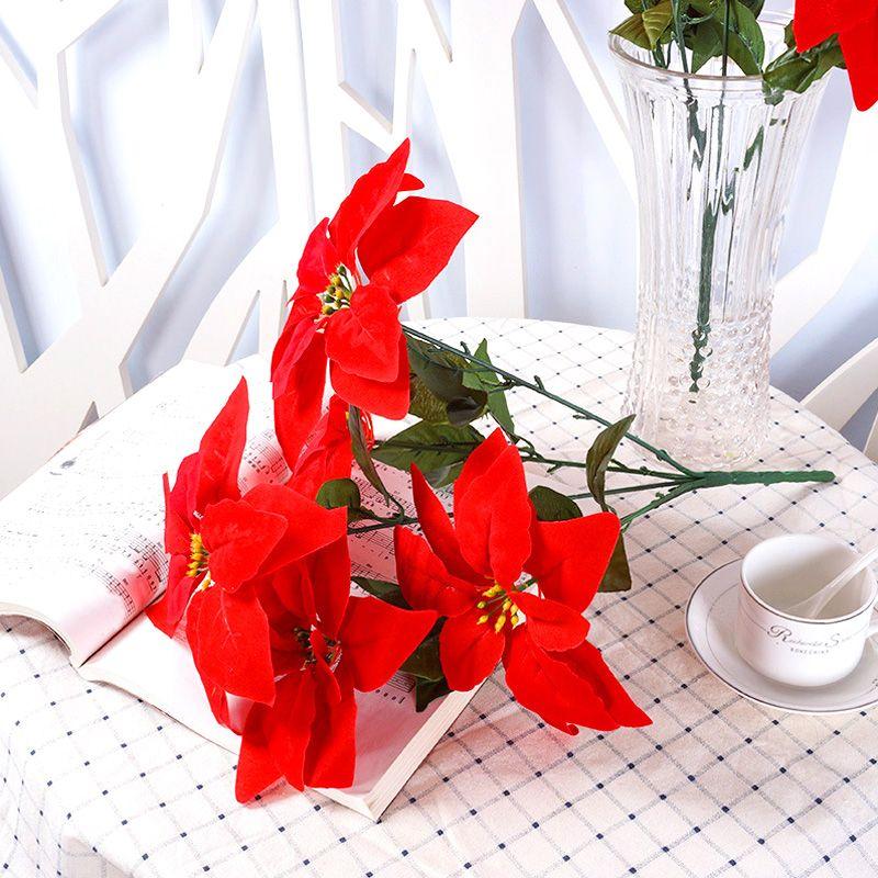 1 шт. Рождественский цветок DIY событие свадьба новый симулятор высокого качества 5/7 головок ручной работы искусственный букет креативное украшение