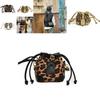 Childrens Retro Leopard Print Drawstring Water Bucket Bag With Pu Material For School And Casual Use