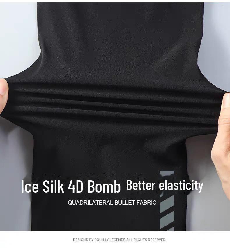 Летние мужские дышащие повседневные брюки свободного кроя из ледяного шелка 2021 года — эластичные, длина девять точек