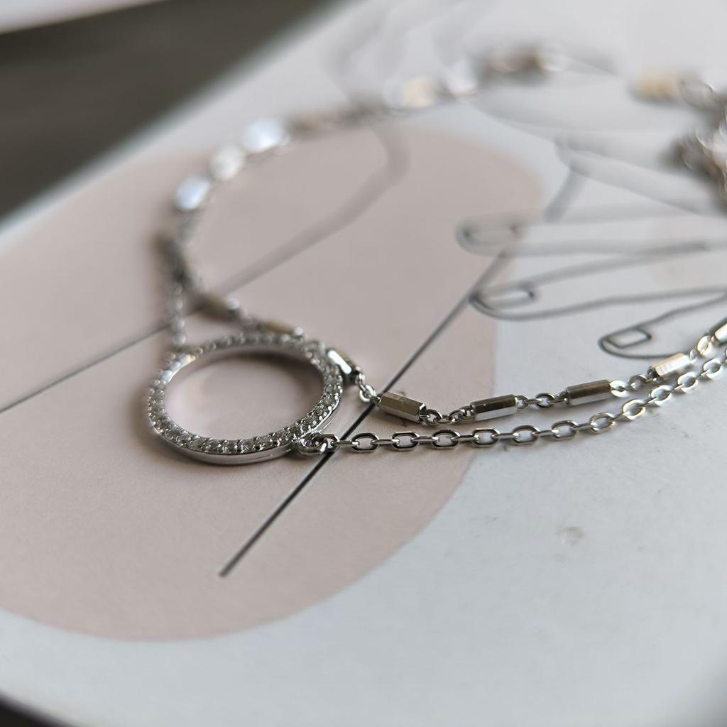 Серебряный браслет с фианитами, вес изделия 2,7 гр (2190691)