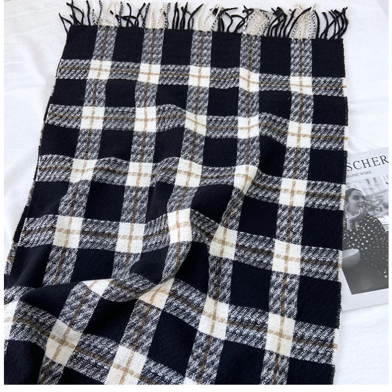 Women's Plaid Scarf - Windproof Warm Winter Scarf with Fringe Tassels Multi-Color Options for Casual & Formal Outfits