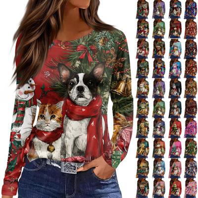 Женская модная повседневная футболка с принтом на Хэллоуин, V-образным вырезом, средней длины, с карманом, рукавом 3/4