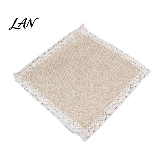 Durable Kitchen Chair Pad Cotton Linen with Ties, Square Summer Seat Lace Breathable Office Mat Trim, 15.75" x Washable for Dining Solid Wood