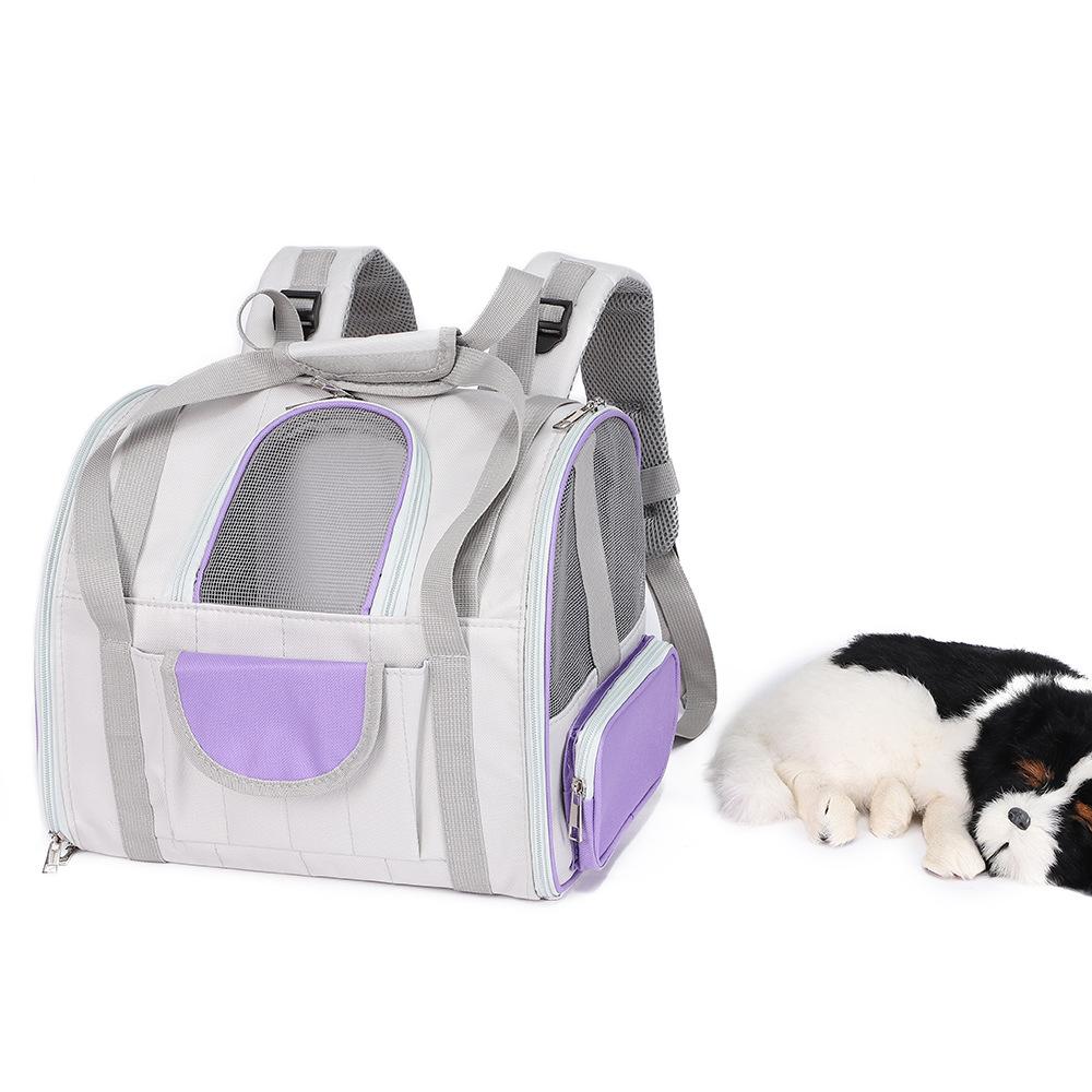 New Portable Pet Backpack Outdoor Double Shoulder Bag Breathable Transparent Oxford Cloth PVC Mesh PE Board Zipper Closure Cat