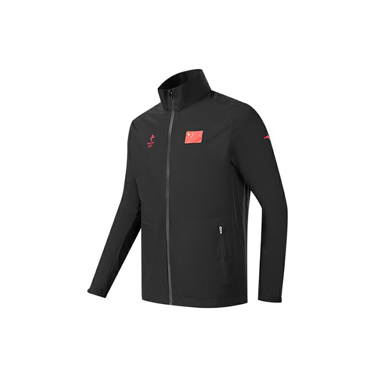 Anta National Flag Series Casual Zip-Up Stand Collar Logo Print Sports Jacket Men jackets Black 152150603-2