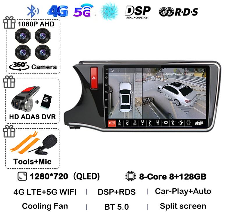 Android 14 Carplay Auto For Honda CITY 2014 2015 2016 2017 2018 2019 Car Radio Multimedia Stereo Player Navigation GPS 4G+WIFI