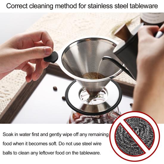 Кофейный фильтр из нержавеющей стали 304, двухслойный, с мелкой сеткой, безбумажный, многоразовый, капельница для кофе, конус, сито, воронка, аксессуары для кофеварки