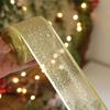 Mesh Yarn Christmas Tree Ribbon Gold Wire Edge Fabric Craft Ribbon  New Year