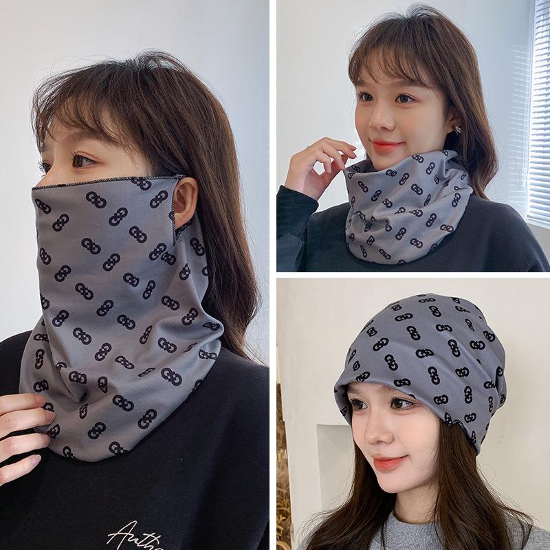 Women's Autumn & Winter Plush Face Mask Neck Protector: Windproof, Warm, and Versatile Scarf Set for Outdoor Cycling