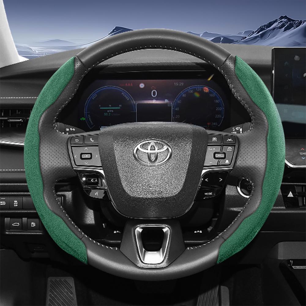 EKER4 Suitable for Toyota Sports Suede Steering Wheel Cover with Split Snap-On Design for Rav4 Hilux Camry Yaris Corolla Cross Kluger Grand 