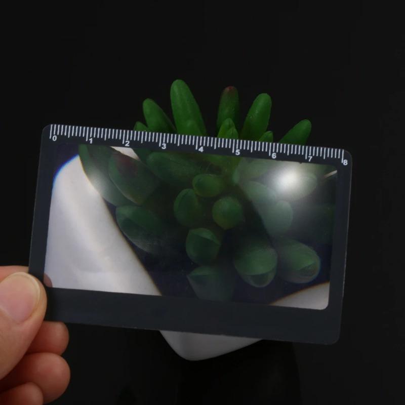 Лист-лупа 3X со шкалой Ультратонкая лупа Френеля ПВХ Прозрачный Размер кредитной карты Увеличение страницы книги