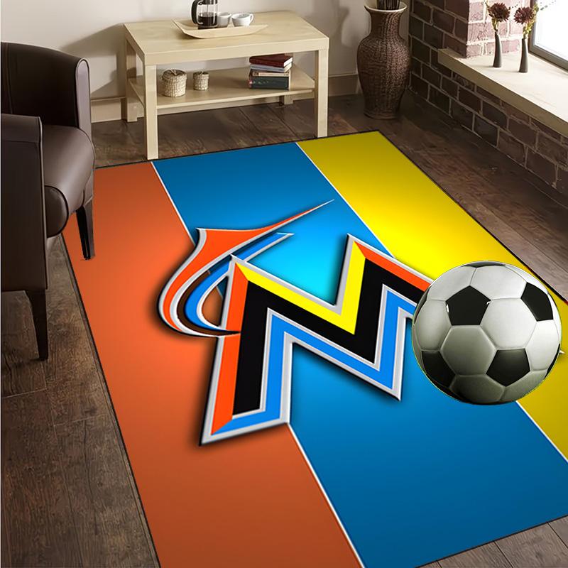 Marlins Baseball Team Rug Office Carpet Non-Slip Mat, Chair Rug Floor Covering for Gaming, Bedroom, Living Room , Home Decor Christmas Gift
