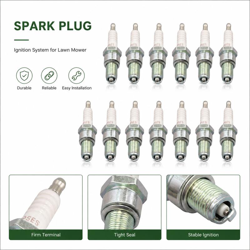 12PCS Spark Plug BPR4ES Replacement for 6578 7222, Fits Kawasaki 92070-7004 John Deere M805853 Arien 9873 Motorcycle