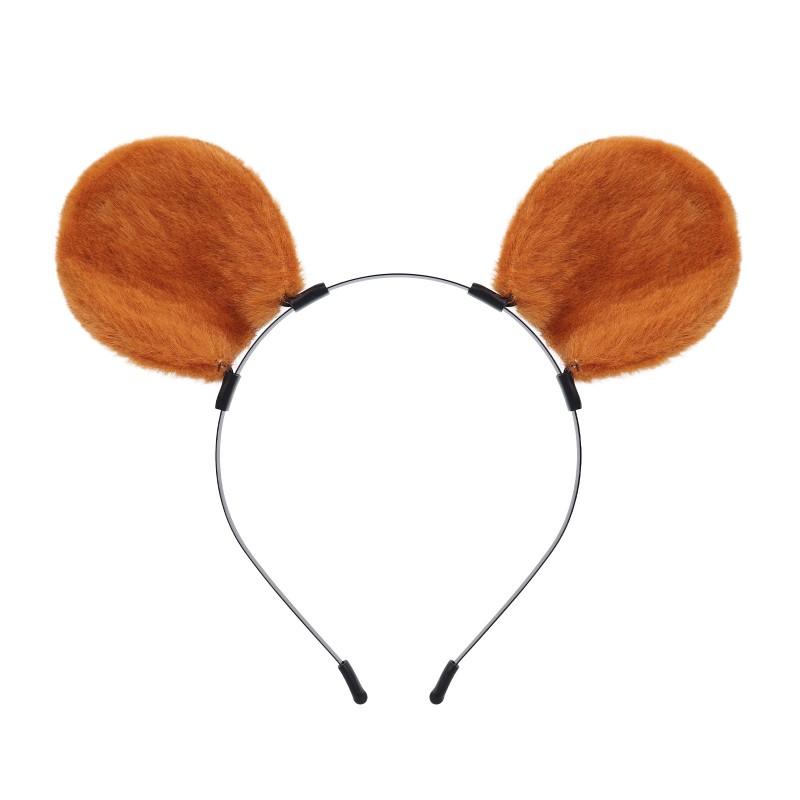 Handmade Plush Mouse Ears Headband With Tail Set Cosplay Animal Ear Costume Accessory Halloween Party