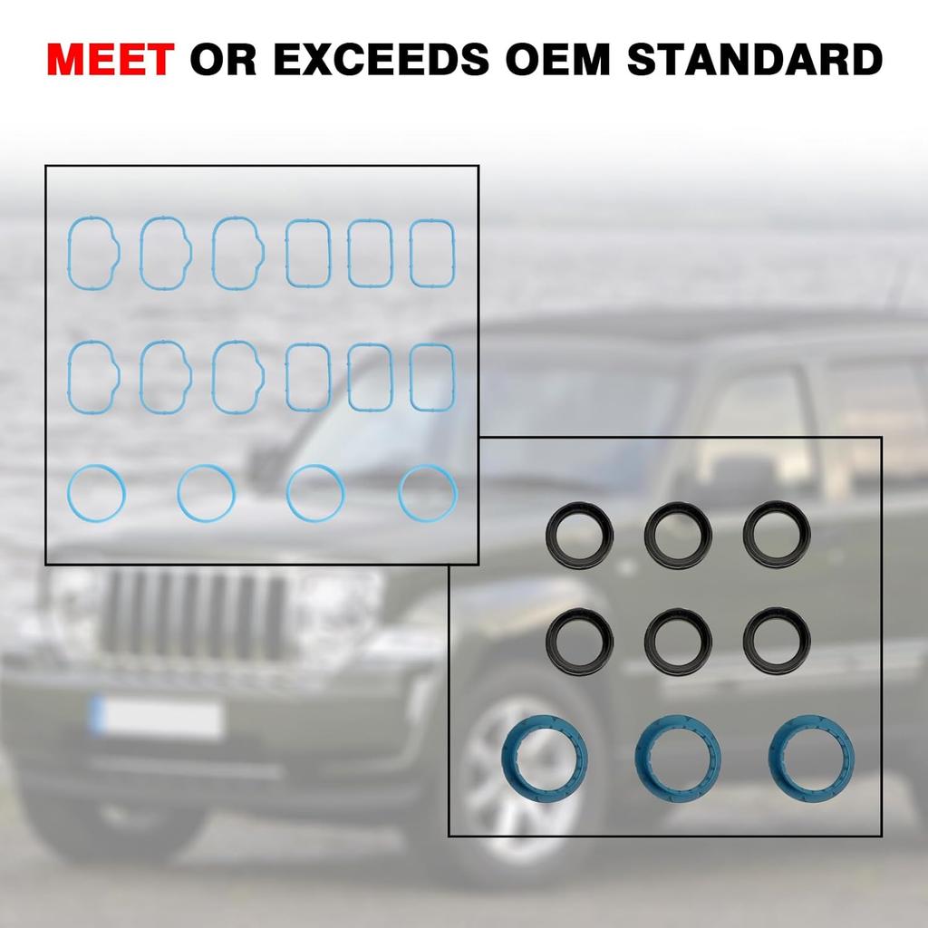 Valve Cover Gasket And Intake Manifold Gasket Set Compatible With Chrysler Dodge Jeep Ram Vehicle 2011- 3.6L 200 300 Durango Charger Challenger