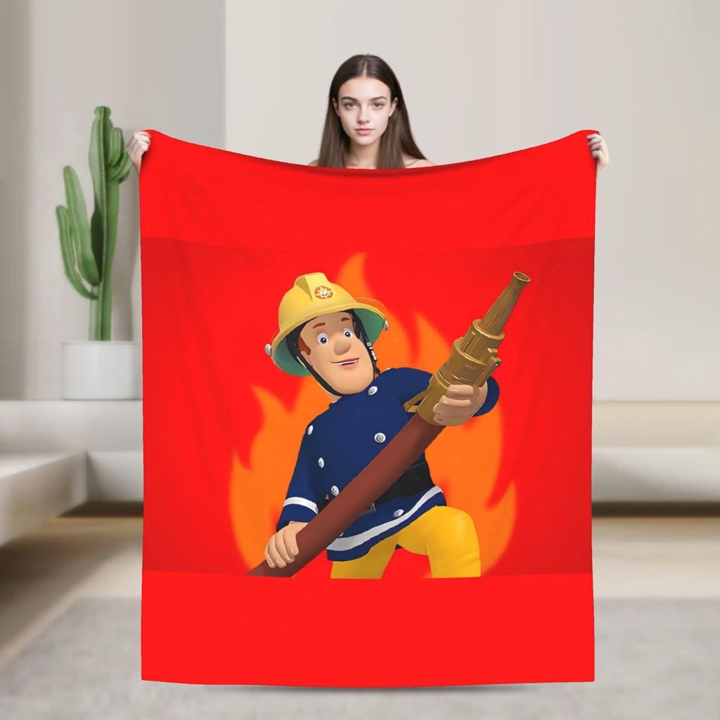 Firemans Sams Flannel Blanket Winter Super Warm Throw Blanket for Girls Boys Outdoor Pattern Bedspread Sofa Bed Cover