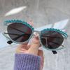 Блестящие солнцезащитные очки со стразами, уникальные роскошные женские солнцезащитные очки «кошачий глаз», модные очки из сплава, очки для вечеринки