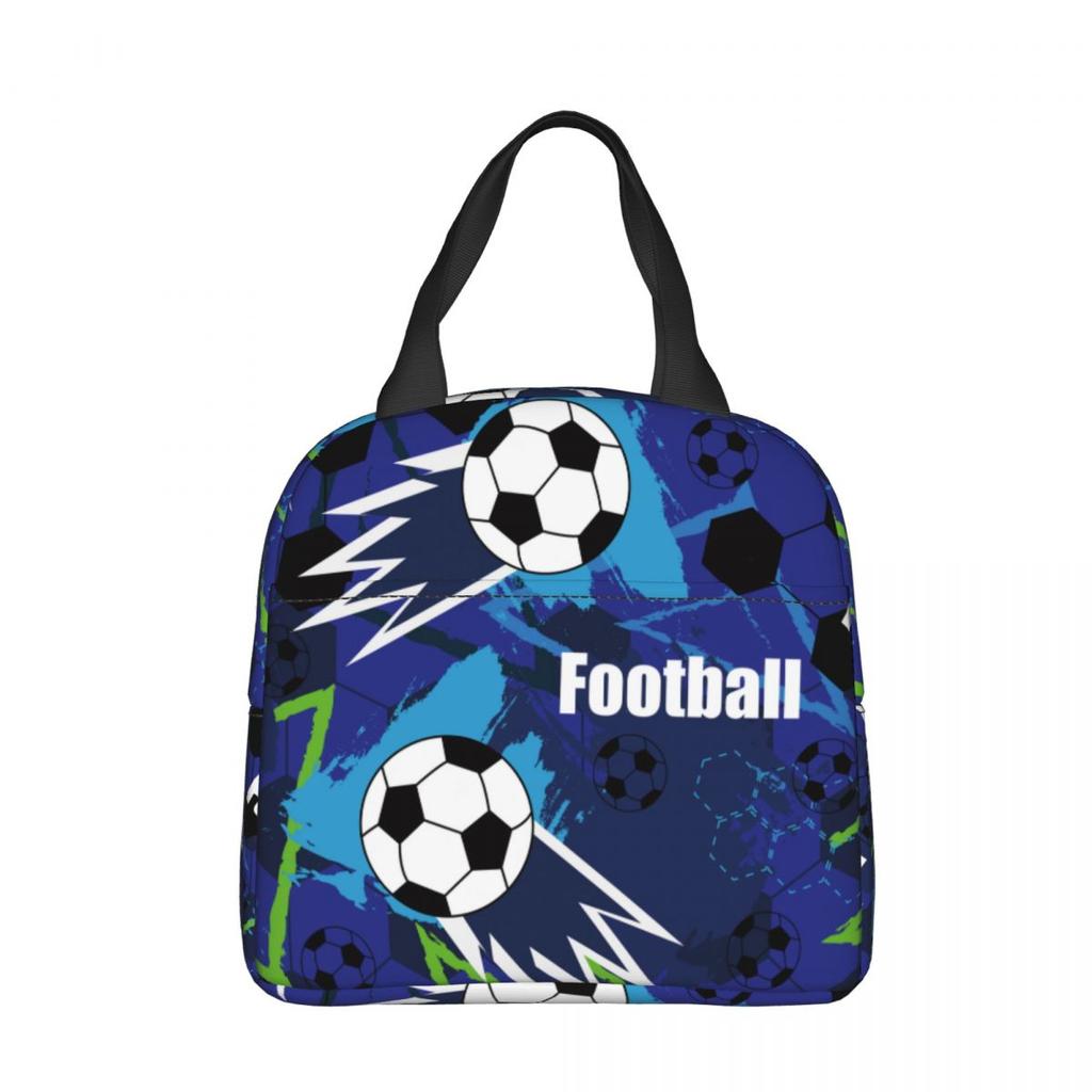 Cartoon Soccer Ball Football Insulated Lunch Bags Large Meal Container Thermal Bag Lunch Box Tote College Travel Food Handbags
