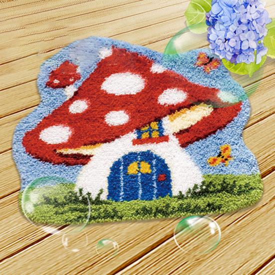 3D Embroidery Carpet Needlework DIY Craft Fuzzy Rug Unfinished Crochet Cushion
