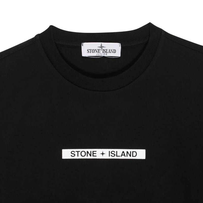 STONE ISLAND Футболка с круглым вырезом, с буквой, пуловер, короткий рукав, детские топы, черный 781621059-V0029