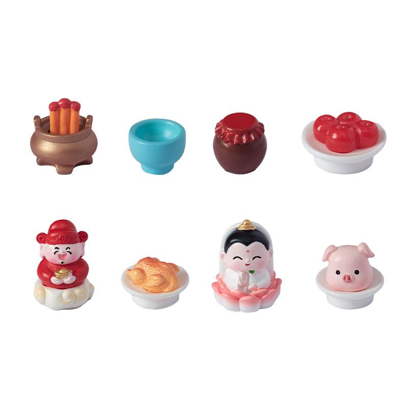 New Year Worship Guanyin Small God of Wealth Resin Crafts Blind Box Accessories Micro Landscape Desktop Car Carrying Fortune Small Decoration