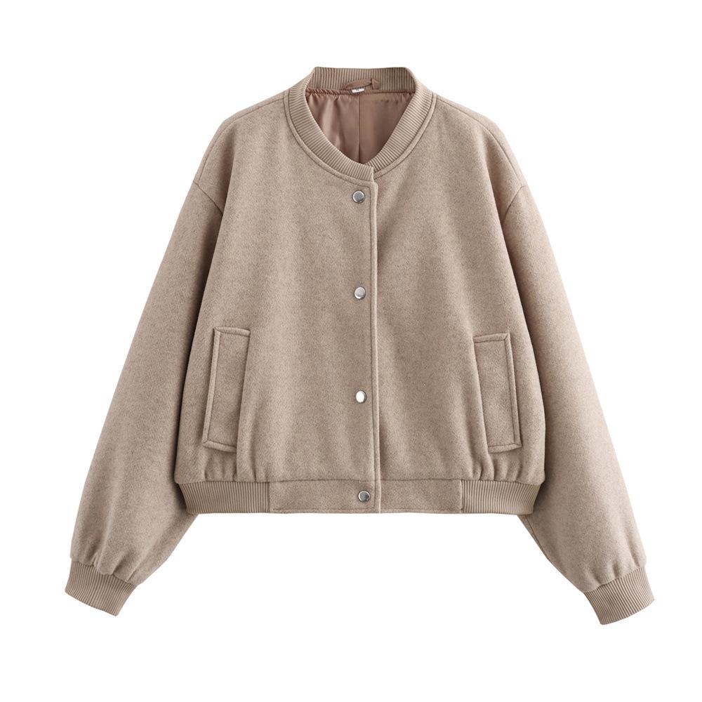 Foreign trade Europe, America, spring and autumn casual versatile long-sleeved single-breasted soft pilot short jacket