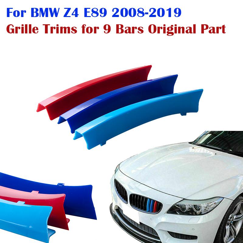 Подходит для BMW E89 Z4 2008-передняя решетка для почек, клипса, наклейка в полоску, накладка для 9 реек, гриль, автомобильный декор