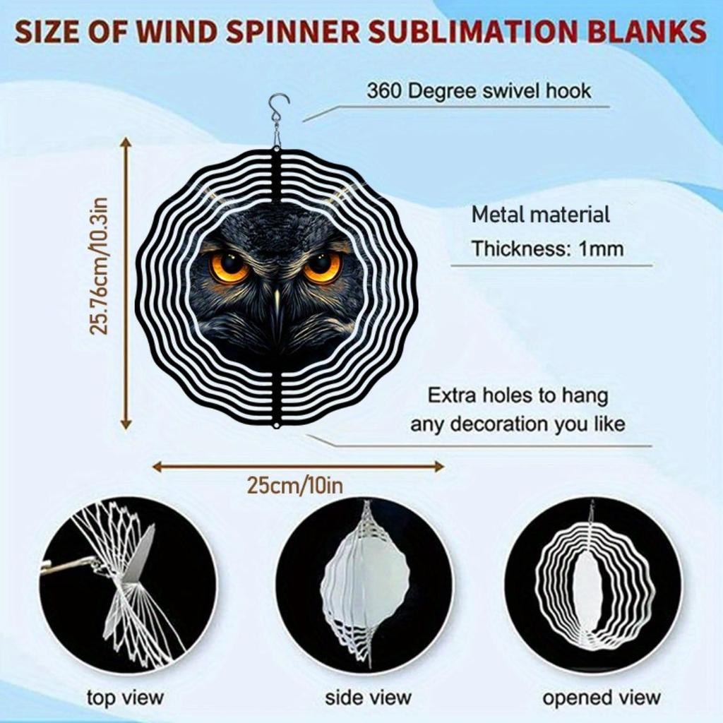 Dark Night Owl Metal Wind Spinner 3D Hanging Garden Decor No Electricity Needed Outdoor Yard Patio Decoration with Soothing Sound