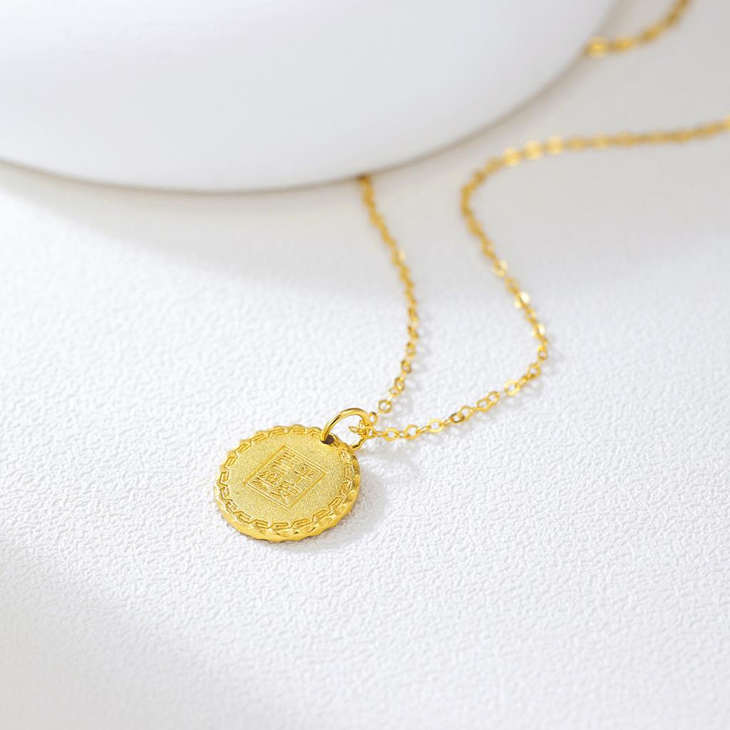 Серебряное ожерелье с изображением торта с символом счастья, женское ожерелье с изображением торта с символом мира и радости, универсальная цепочка на ключицу