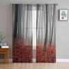 Red Leaves Forest Sheer Curtains for Living Room Modern Voile Curtain Bedroom Tulle Curtains Window Drapes Decor