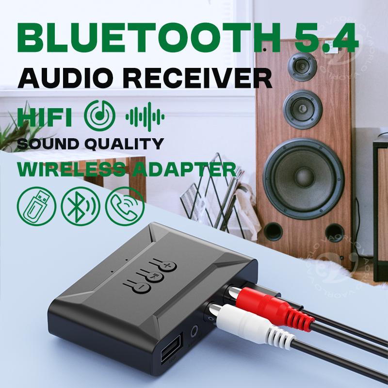 VAORLO Bluetooth 5.4 аудио приемник USB U-диск музыкальный беспроводной адаптер с микрофоном 3,5 мм AUX R/L RCA HIFI стерео для автомобильного усилителя динамиков