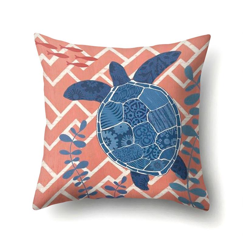 Полиэстеровая наволочка Персиковая кожа Бархатная наволочка с принтом Морская жизнь Морской конек Осьминог Автомобильная подушка