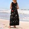Women's Casual Long-length Sundress Summer Beach Dress Round Neck Sleeveless Loose Sundress
