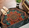 Ethnic Tribal Mandala Bohemian Half Round Door Mat Washable Rug for Entryway Living Room Bedroom Kitchen Rustic Home Decoration