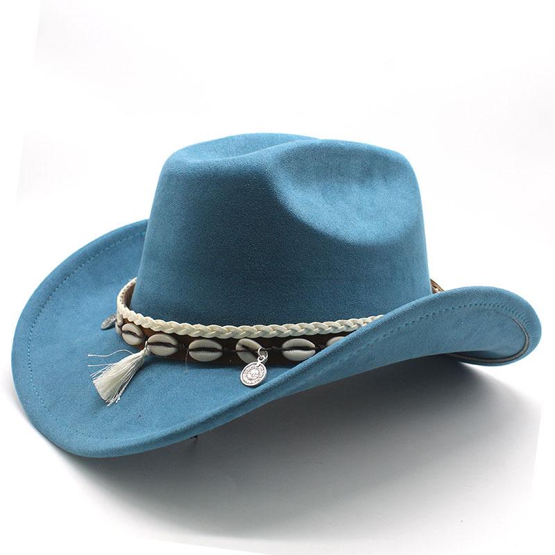 White Fringed Decorative Suede Fleece Warped Edge Western Cowboy Hat Men And Women Outdoor Curled Brim Ethnic Style Top Hat Felt Hat
